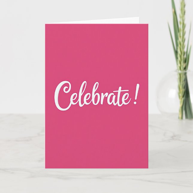 Fuchsia Celebrate Script Card (Front)