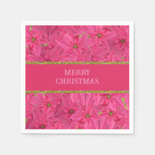 Fuchsia coloured poinsettias, floral pattern custo napkin