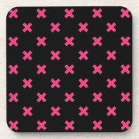 Fuchsia cross stitches on black