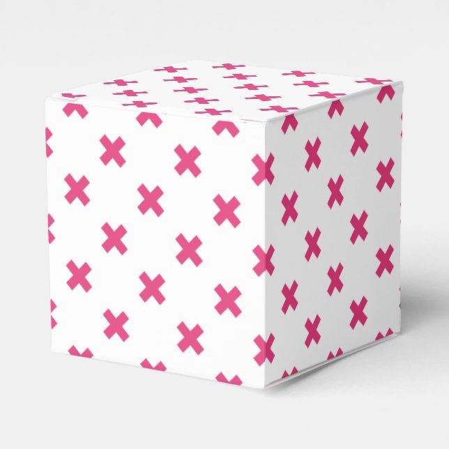 Fuchsia cross stitches on white favour box (Front Side)
