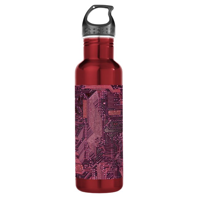 Fuchsia Cyber Circuit Board Tech Art Electronics 710 Ml Water Bottle (Front)