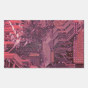 Fuchsia Cyber Circuit Board Tech Art Electronics Rectangular Sticker