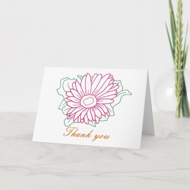 Fuchsia daisy flower, Thank you cards (Front)