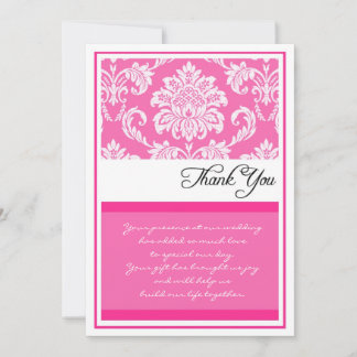 Fuchsia Damask Wedding Thank You Cards