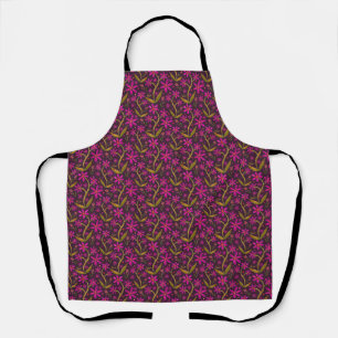 Fuchsia   Dancing Watercolor Daisies Apron