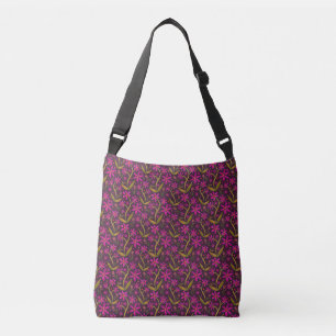 Fuchsia Dancing Watercolor Daisies Crossbody Bag