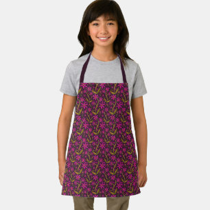 Fuchsia Dancing Watercolor Daisies Kids Apron