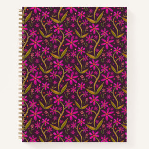 Fuchsia Dancing Watercolor Daisies Notebook