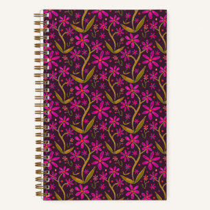 Fuchsia Dancing Watercolor Daisies Notebook