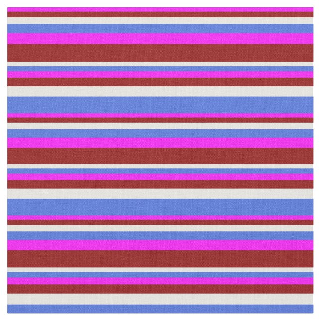 Fuchsia, Dark Red, White & Royal Blue Coloured Fabric (Close Up)