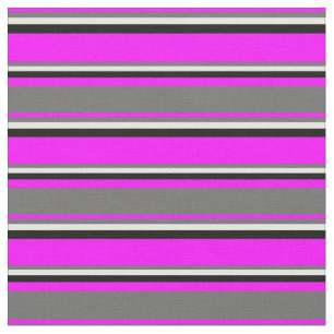 Fuchsia, Dim Grey, Mint Cream, and Black Pattern Fabric