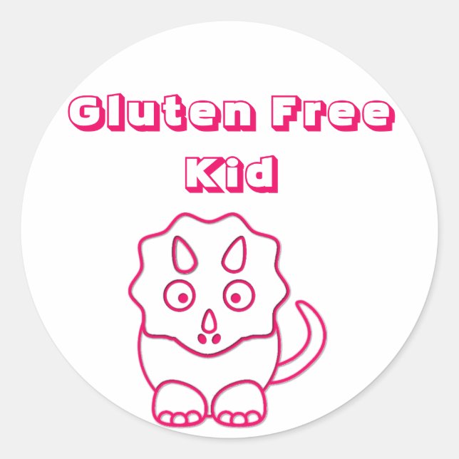 Fuchsia Dino Gluten Free Kid Sticker (Front)