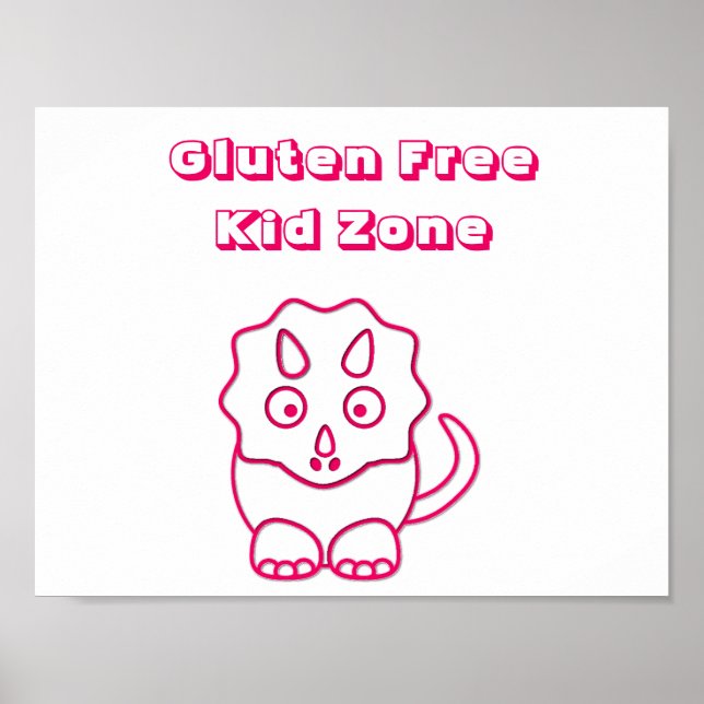 Fuchsia Dino Gluten Free Kid Zone Poster (Front)