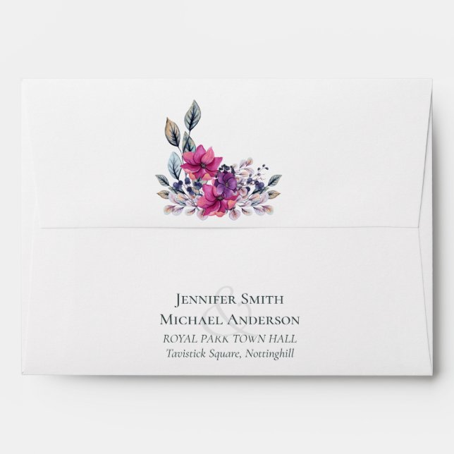 Fuchsia Dreams Co-ordinates Sage and Deep Pink Envelope (Back (Top Flap))
