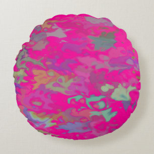 Fuchsia Dreams - Round Pillow