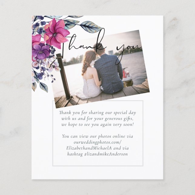 Fuchsia Dreams THANK YOU PHOTO Wedding (Front)