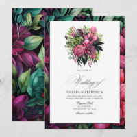 Fuchsia, Emerald Green and Black Floral Wedding