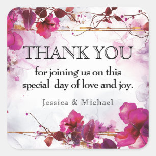 💗 Fuchsia Enchantment: Watercolor Square Sticker