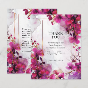 Fuchsia Enchantment: Watercolor Wedding Thank You Card