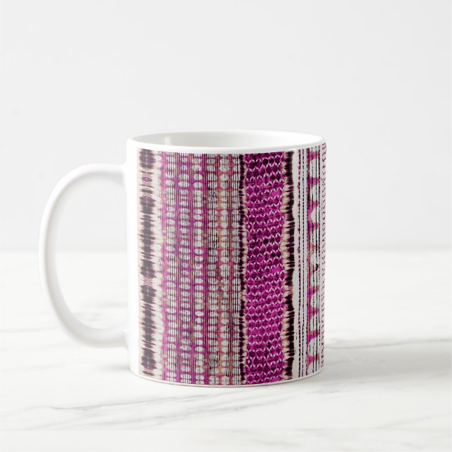 Fuchsia Ethnic Border Abstract Coffee Mug (Left)