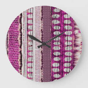 Fuchsia Ethnic Border Abstract Large Clock
