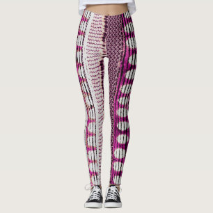 Fuchsia Ethnic Border Abstract Leggings