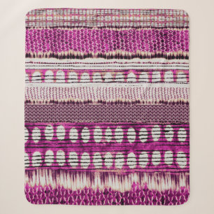 Fuchsia Ethnic Border Abstract Sherpa Blanket