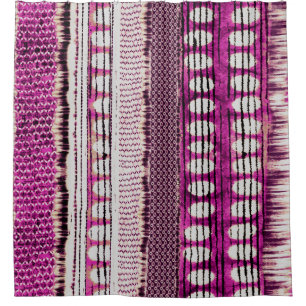 Fuchsia Ethnic Border Abstract Shower Curtain