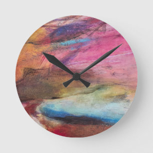 Fuchsia Expression Round Clock