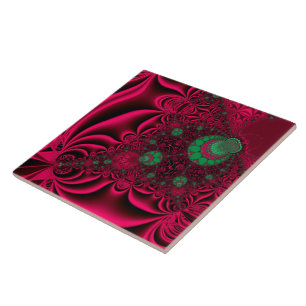 Fuchsia Fantasy Fractal Ceramic Tile