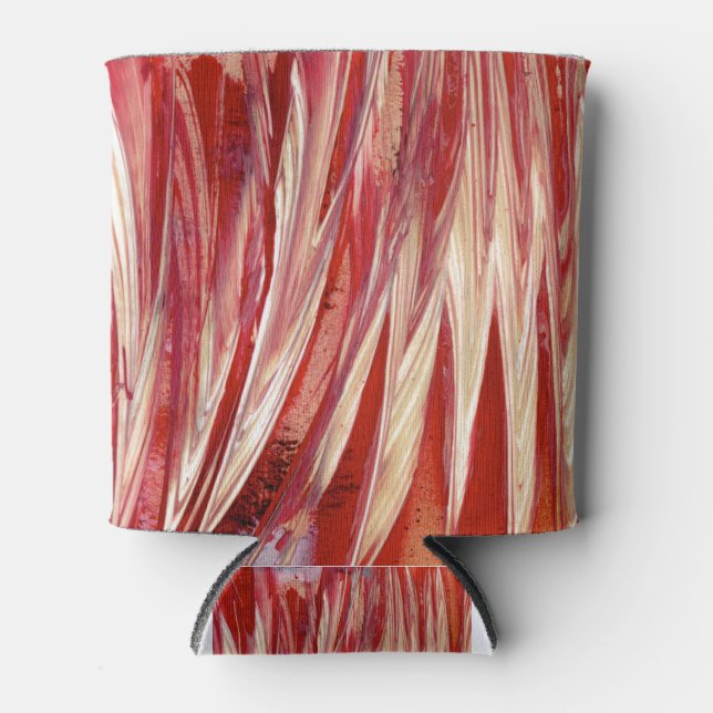 Fuchsia Feather Fringe Can Cooler (Front)