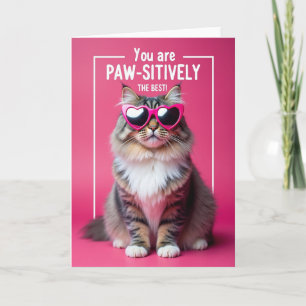 Fuchsia Feline Birthday Card