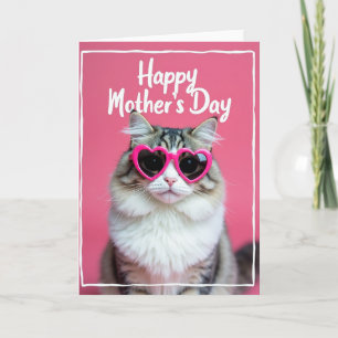 Fuchsia Feline Mothers Day Card