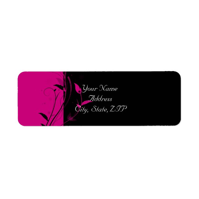 Fuchsia Filigree Wedding Return Address Label (Front)