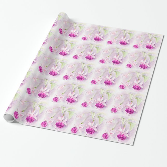 Fuchsia fine art pink purple wrapping wrapping paper (Unrolled)
