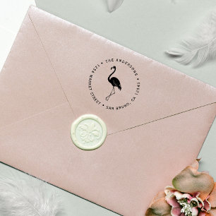 Fuchsia Flamingo Custom Circular Return Address Self-inking Stamp