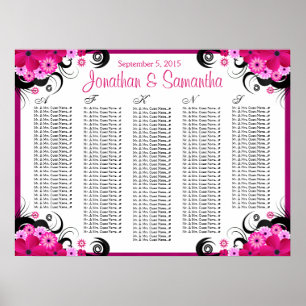Fuchsia Floral A to Z Wedding Table Seating Chart
