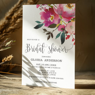 Fuchsia Floral Bridal Shower Invitation