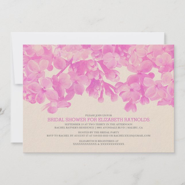 Fuchsia Floral Bridal Shower Invitations (Front)