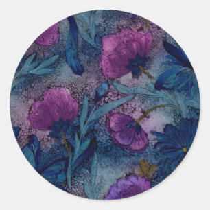 Fuchsia floral classic round sticker