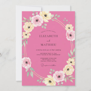 Fuchsia Floral Romantic Spring Wedding Invitation