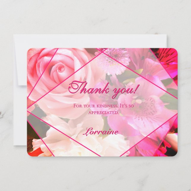 Fuchsia Florals Thank You Card (Front)