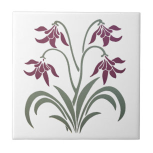fuchsia flower ceramic tile