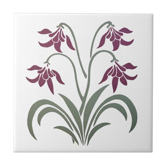 fuchsia flower ceramic tile (Front)