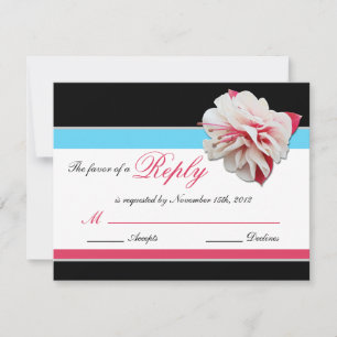 Fuchsia Flower Pink & Aqua Wedding Reply Cards