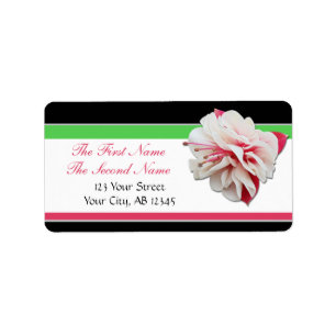 Fuchsia Flower Pink, Green & Black Address Labels