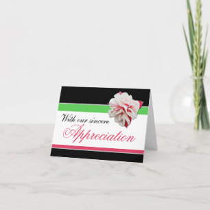 Fuchsia Flower Pink, Green & Black Thank You Card