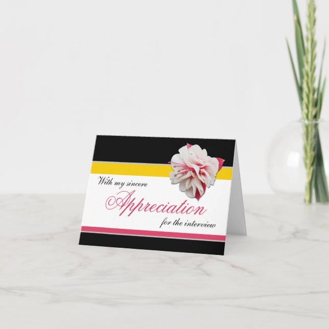 Fuchsia Flower Pink Yellow Interview Thank You Card (Front)