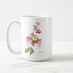 Fuchsia flower red and purple and saying coffee mug