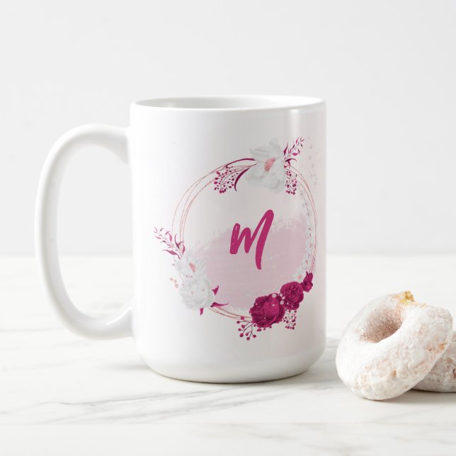 fuchsia flowers botanical  coffee mug (With Donut)
